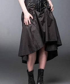 Queen Of Darkness Long Skirt With Lacing And Carabiner -Spooky Threads long skirt with lacing and carabiner queen of darkness 6 300x