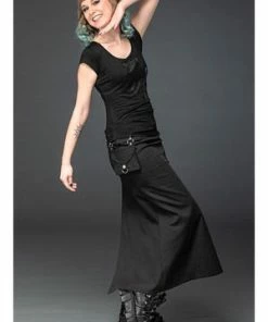 Queen Of Darkness Long Skirt With Removable Pocket Slit -Spooky Threads long skirt with removable pocket slit queen of darkness 5 300x