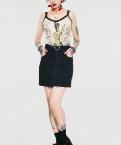 Jawbreaker Love Is Simple Black Denim Skirt -Spooky Threads love is simple black denim skirt jawbreaker 3 300x