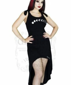 Dr Faust Lunar Phases Moon Black High-Low Dress - Hadlee