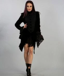 Burleska Maureen Ladies Jacket In Black Velvet Flock