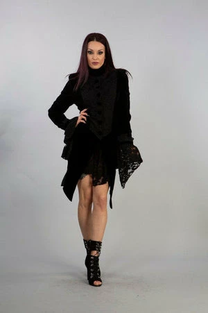 Burleska Maureen Ladies Jacket In Black Velvet Flock 3 Burleska Maureen Ladies Jacket In Black Velvet Flock