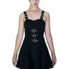 Dr Faust Metallic Buckle Black Mini Dress - Elvina -Spooky Threads metallic buckle black mini dress elvina dr faust 300x