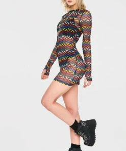 Jawbreaker MiX TApE Mesh Dress -Spooky Threads mix tape mesh dress jawbreaker 3 300x