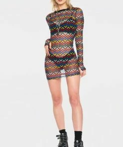 Jawbreaker MiX TApE Mesh Dress -Spooky Threads mix tape mesh dress jawbreaker 4 300x