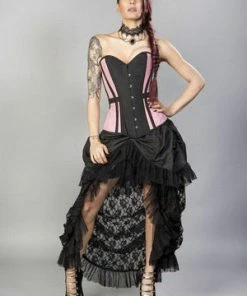 Burleska Morgana Long Overbust Burlesque Corset In Taffeta -Spooky Threads morgana long overbust burlesque corset in taffeta burleska 10 300x