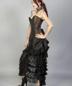 Burleska Morgana Long Overbust Burlesque Corset In Taffeta -Spooky Threads morgana long overbust burlesque corset in taffeta burleska 3 300x