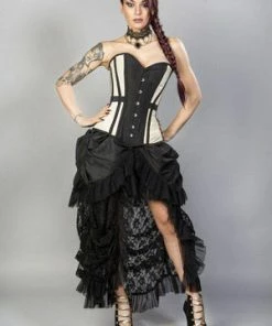 Burleska Morgana Long Overbust Burlesque Corset In Taffeta -Spooky Threads morgana long overbust burlesque corset in taffeta burleska 4 300x