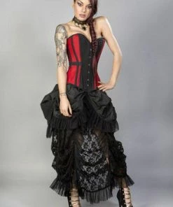 Burleska Morgana Long Overbust Burlesque Corset In Taffeta -Spooky Threads morgana long overbust burlesque corset in taffeta burleska 7 300x