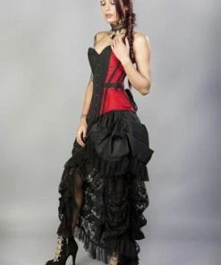 Burleska Morgana Long Overbust Burlesque Corset In Taffeta -Spooky Threads morgana long overbust burlesque corset in taffeta burleska 9 300x