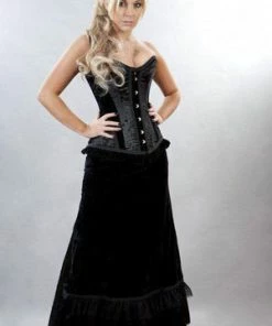 Burleska Morgana Long Victorian Gothic Skirt In Satin Flock -Spooky Threads morgana long victorian gothic skirt in satin flock burleska 3 300x