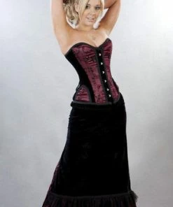 Burleska Morgana Long Victorian Gothic Skirt In Satin Flock