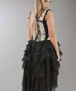 Burleska Ophelie Gothic Corset Dress In Satin Flock -Spooky Threads ophelie gothic corset dress in satin flock burleska 10 300x