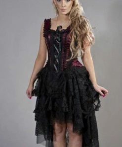 Burleska Ophelie Gothic Corset Dress In Satin Flock -Spooky Threads ophelie gothic corset dress in satin flock burleska 3 300x