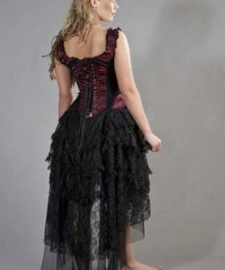 Burleska Ophelie Gothic Corset Dress In Satin Flock -Spooky Threads ophelie gothic corset dress in satin flock burleska 4 300x