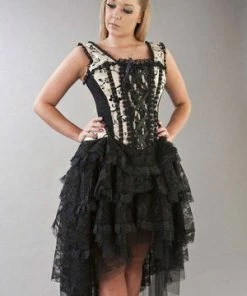 Burleska Ophelie Gothic Corset Dress In Satin Flock -Spooky Threads ophelie gothic corset dress in satin flock burleska 9 300x