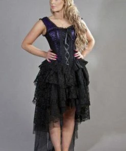 Burleska Ophelie Gothic Corset Dress In Satin Flock