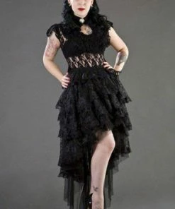 Burleska Ophelie Long Gothic Skirt In Black Lace