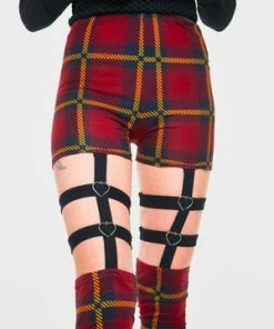 Jawbreaker Passionate By Nature Plaid Harness Leggings -Spooky Threads passionate by nature plaid harness leggings jawbreaker 5 300x