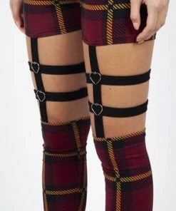 Jawbreaker Passionate By Nature Plaid Harness Leggings -Spooky Threads passionate by nature plaid harness leggings jawbreaker 7 300x