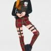 Jawbreaker Passionate By Nature Plaid Harness Leggings -Spooky Threads passionate by nature plaid harness leggings jawbreaker 300x