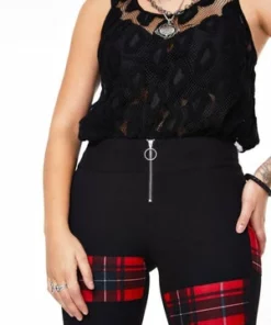 Jawbreaker Patchy Tartan Leggings -Spooky Threads patchy tartan leggings lga 6590 04.1163 300x