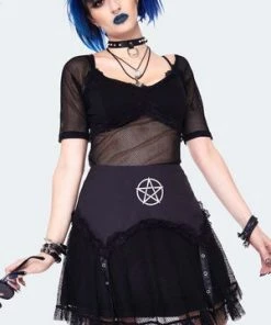 Jawbreaker Pentagram Mini Skirt With Net Overlayed