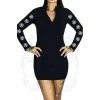 Dr Faust Pentagrams Long Sleeved Black Mini Dress - Clare -Spooky Threads pentagrams long sleeved black mini dress clare dr faust 300x