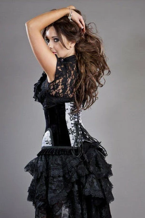 Burleska Petra Long Line Steel Boned Underbust Corset In Satin Flock 5 Burleska Petra Long Line Steel Boned Underbust Corset In Satin Flock - Image 3