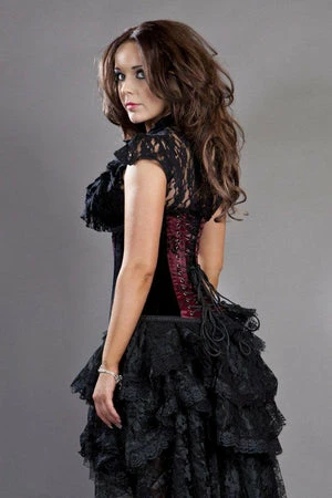 Burleska Petra Long Line Steel Boned Underbust Corset In Satin Flock 7 Burleska Petra Long Line Steel Boned Underbust Corset In Satin Flock - Image 5