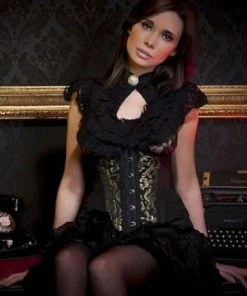 Burleska Petra Long Line Steel Boned Underbust Corset In Scroll Brocade -Spooky Threads petra long line steel boned underbust corset in scroll brocade burleska 3 300x