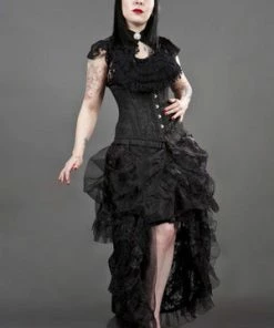 Burleska Petra Long Line Steel Boned Underbust Corset In Scroll Brocade -Spooky Threads petra long line steel boned underbust corset in scroll brocade burleska 4 300x