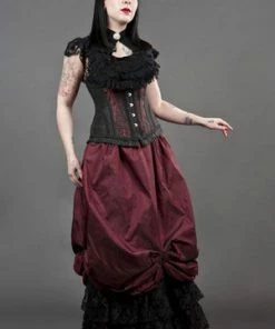 Burleska Petra Long Line Steel Boned Underbust Corset In Scroll Brocade -Spooky Threads petra long line steel boned underbust corset in scroll brocade burleska 7 300x