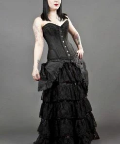 Burleska Petra Overbust Long Line Corset In Scroll Brocade -Spooky Threads petra overbust long line corset in scroll brocade burleska 3 300x