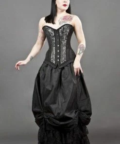 Burleska Petra Overbust Long Line Corset In Scroll Brocade -Spooky Threads petra overbust long line corset in scroll brocade burleska 4 300x