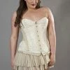 Burleska Petra Overbust Plus Size Corset In Cream Taffeta & Cream Lace Overlay -Spooky Threads petra overbust plus size corset in cream taffeta cream lace overlay burleska 300x