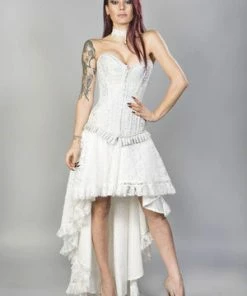 Burleska Petra Zip Long Line Overbust Burlesque Corset In King Brocade