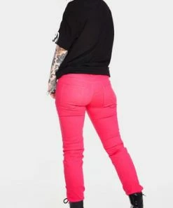 Jawbreaker Pink Mono Drainpipe Jeans -Spooky Threads pink mono drainpipe jeans jawbreaker 2 300x