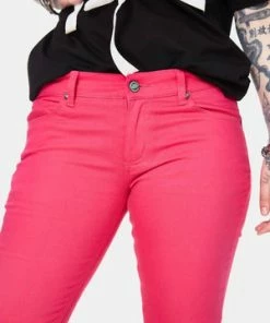 Jawbreaker Pink Mono Drainpipe Jeans -Spooky Threads pink mono drainpipe jeans jawbreaker 4 300x