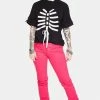 Jawbreaker Pink Mono Drainpipe Jeans -Spooky Threads pink mono drainpipe jeans jawbreaker 300x