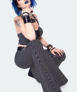 Jawbreaker Pintstripe Flared Jersey Trousers 10 Jawbreaker Pintstripe Flared Jersey Trousers -Spooky Threads pintstripe flared jersey trouser tra 4860 02.1450 300x