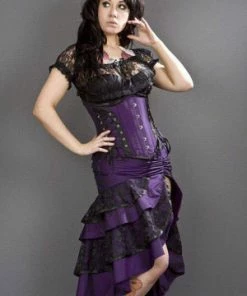 Burleska Pinup Knee Length Skirt In Taffeta -Spooky Threads pinup knee length skirt in taffeta burleska 3 300x