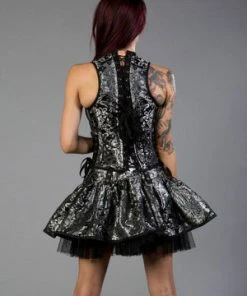 Burleska Pirate Mini Skirt In King & Black Mesh Underlay -Spooky Threads pirate mini skirt in king black mesh underlay burleska 5 300x