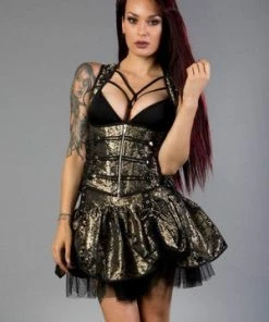 Burleska Pirate Mini Skirt In King & Black Mesh Underlay