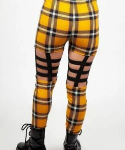 Jawbreaker Plaid Cage Leggings -Spooky Threads plaid cage leggings jawbreaker 2 300x