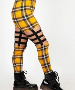 Jawbreaker Plaid Cage Leggings -Spooky Threads plaid cage leggings jawbreaker 4 300x