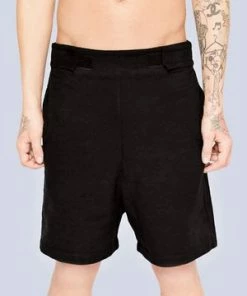 Long Clothing Plain Black Shorts - Unisex -Spooky Threads plain black shorts unisex long clothing 2 300x