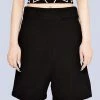 Long Clothing Plain Black Shorts - Unisex -Spooky Threads plain black shorts unisex long clothing 300x