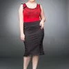 Queen Of Darkness Plus Size Knee-Length Skirt With Ruching & Lacing -Spooky Threads plus size knee length skirt with ruching lacing queen of darkness 300x
