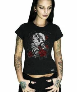 Dr Faust Praying Skull And Roses T-Shirt - Rivka